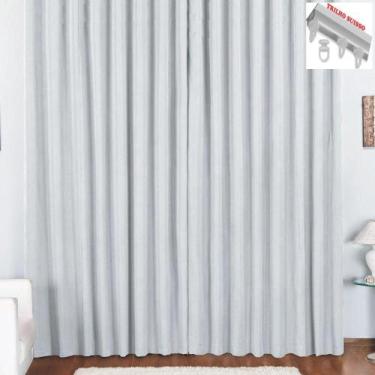 Imagem de Cortina Pryme 4 Metros Sala Em Oxford Trilho Suisso Branca - Top Chick