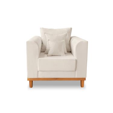 Imagem de Poltrona Retro Viena Para Escritorio Linho Bege - Madeira Prima Deccor