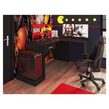 Imagem de Mesa para Computador Gamer Ambiente drx 9000 com Extensora Preto Trama - Móveis Leão