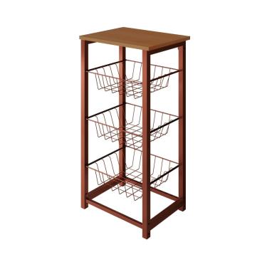 Imagem de Fruteira de Chão Cozinha Desmontada Aço Cobre Tampo Canela Madri