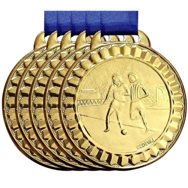 Imagem de Kit 5 Medalhas 4,5 Cm Futebol Futsal Campeonato Premiação bronze