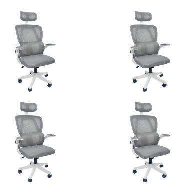 Imagem de Kit 4 Cadeiras de Escritório Presidente Executiva Oficial Legacy Cinza