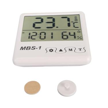 Imagem de Relógio Termômetro Digital Montado na Parede, Relógio Higrômetro Eletrônico Tela Grande Com Suporte e Furo Adequado para Carros Com Efeito de Estufa de Escritórios