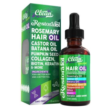 Imagem de Óleo de cabelo Clean Beauty Restorafol com óleo de rícino 30 ml para crescimento