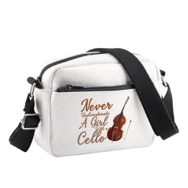 Imagem de BDPWSS Presente de violoncelo para amantes de violoncelo tocador de violoncelo presente de professor de música nunca subestime uma garota com uma bolsa transversal de violoncelo, Never With Cello Cb
