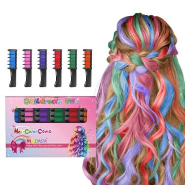 Imagem de New Hair Chalk Comb temporário DIY Hair Color para meninas idades 4 5 6 7 8 9 10 giz de cabelo lavável para Halloween, Natal Ano Novo Festa Cosplay (azul, amarelo, roxo, vermelho, verde, rosa)