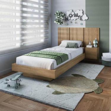 Imagem de Cama Solteiro com Cabeceira 122cm e Mesa Cabeceira Suspensa - Art In Q