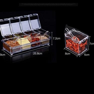 Imagem de Conjunto de Jarra de Tempero de Cozinha, Conjunto de Recipientes de Especiarias de Açúcar de Sal de Acrílico, Caixa de Armazenamento de Condimentos Transparentes para Organização e Decoração da