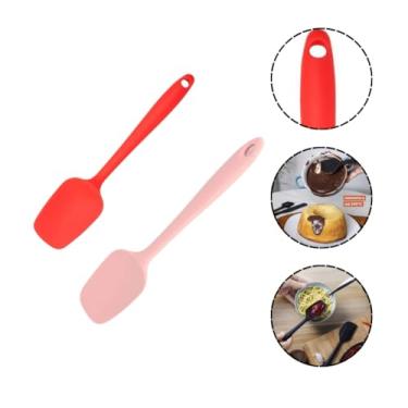 Imagem de Kit 2 Colheres De Arroz Silicone Maciço Não Riscam Panelas Espátula(Vermelha + Rosa)