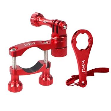 Imagem de HSU Guidão de motocicleta de 1,5 a 3,3 cm, haste de assento de rotação de 360°, suporte de mastro de esqui para câmera de ação GoPro Hero 10/Hero 9/Hero 8/7/6 preta/Hero5 preta 4,3,2, HD DJI Osmo (vermelha)