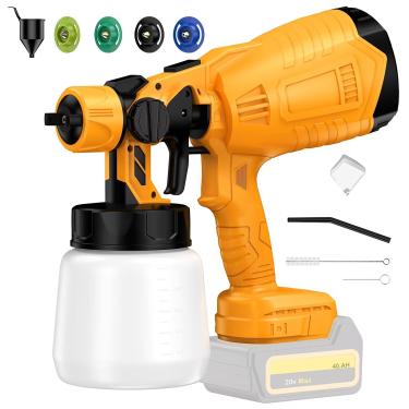 Imagem de Monggoli Pulverizador De Tinta Sem Fio Para Dewalt, Bateria Máxima De 20 V, Pistola De Pintura Spray De 40.000 Rpm Com 4 Bicos De Cobre, Pistola De Pintura Para Pintura De Casas, Pulverizador De Tin