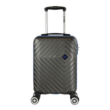 Imagem de Mala de Bordo Pequena para Viagem Abs Yins 21167 Cadeado Integrado Rodas Duplas Giro 360 Azul Tam Pp