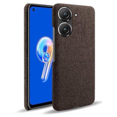 Imagem de Capa para ASUS Zenfone 9,Capa desenhada em lona,Case Protetora Ultrafina com Empunhadura Macia,Design em Tecido Antichoque e Antiarranhões-Brown