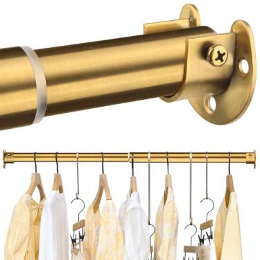 Imagem de FIRJOY Varas de armário para pendurar roupas – resistente, comprimento ajustável (#2 dourado, 168,9 cm - 193,0 cm)