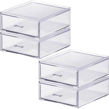 Imagem de Kit 2 Gavetas Organizadoras Dupla Acrílico Porta Joias Esmaltes Maquiagens Cinquetti