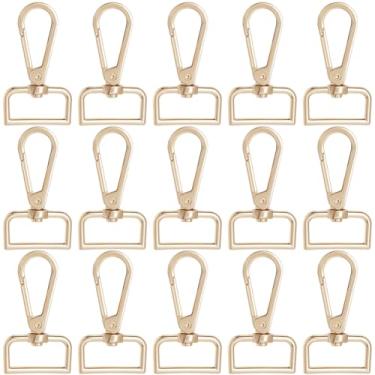 Imagem de SOFPLATE 1 caixa com 16 ganchos de fecho giratório com anel D, fechos de garra de lagosta, 2,5 cm, liga de ouro, grande, brilhante, gatilho, gatilho, gancho, clipes para chaveiro, alças de artesanato