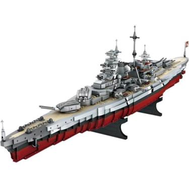 Imagem de FULHOLPE Conjunto de blocos de construção de navio de guerra da classe Bismarck, brinquedo de construção de tijolos de guerra militar MOC compatível com as principais marcas - 2081 peças