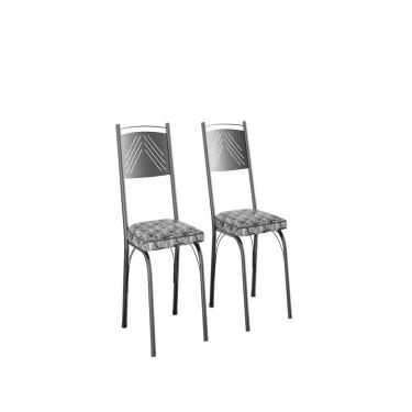 Imagem de Kit com Duas Cadeiras de Cozinha 92cm Preto/ Mosaico Silver