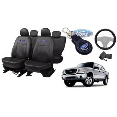 Imagem de Kit Capas Couro Ford Ranger 2010-2012 + Volante e Chaveiro - Elegância