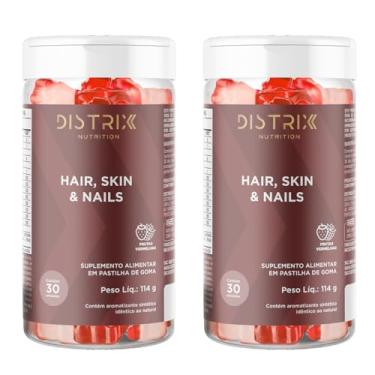 Imagem de Kit 2 Unidades Gomas DISTRIX Cabelo Pele Unhas - Biotina Ácido Hialurônico Vitaminas Premium Tratamento Completo 60 Doses Pack Economia Sabor Frutas Vermelhas