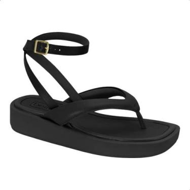 Imagem de Sandália Flatform Beira Rio Salto Grosso Bloco Médio Tira, Preto, 35