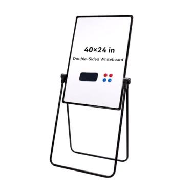 Imagem de Betorcy Quadro magnético apagável a seco com suporte, quadro branco com suporte duplo em U de 101,6 cm x 61 cm, quadro branco dobrável portátil para casa, escola, escritório, sala de aula, restaurante
