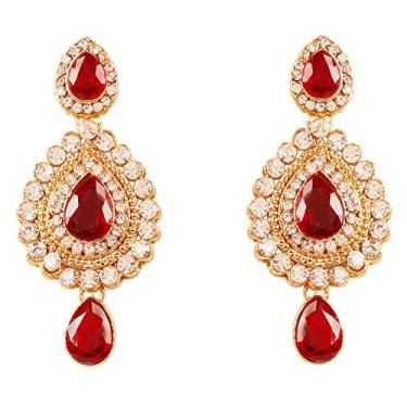 Imagem de Brincos de joia de cristais austríacos de peixe curvo de Bollywood indiano Touchstone para mulheres