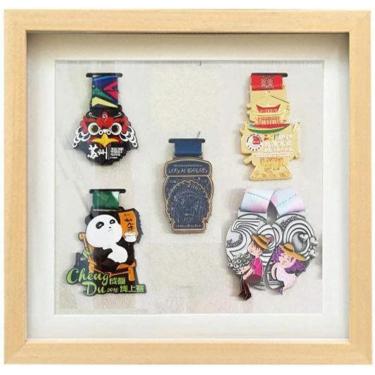 Imagem de Molduras De Fotografiamoldura De Certificado Moldura De Caixa De Medalha Para Exibir Medalhas De Guerra/Militares/Esportivas, Teak Color, 16 holes 54 * 53