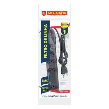 Imagem de Filtro De Linha 5 Tomadas Bivolt Preto 31 Megatron