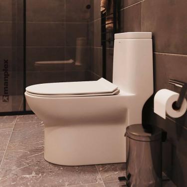 Imagem de Vaso Sanitário Monobloco Cerâmica Duplo Acionamento 3/6l Jato Direcionável Branco Brilho