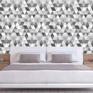 Imagem de Papel De Parede Geométrico Triângulos Preto Cinza Branco