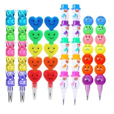 Imagem de Acfun 8 peças de lápis de urso fofo com coração de boneco de neve, lápis empilháveis, lembrancinhas de festa para aniversário
