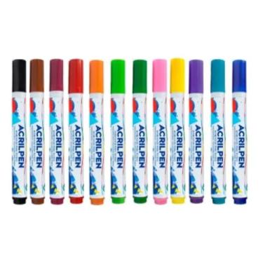 Imagem de Acrilpen Acrilex Canetas Para Tecido Kit Com 12 Unidades Pintura Permanente Personalização Perfeita Para Artistas, Artesãos, Professores, Profissionais De Customização E Entusiastas Do Faça Você Mesmo