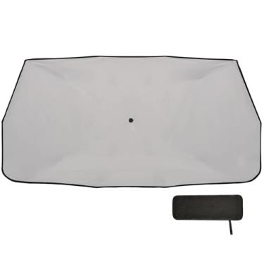 Imagem de Protetor solar de para-brisa prata bloqueio UV capa de guarda-chuva de carro 147.3 cm x 75.4 cm sombra de janela para carro