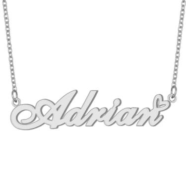 Imagem de Colar com nome personalizado, banhado a ouro 18 quilates, pingente de coração de amor fofo para mulheres e meninas, Metal, aço inoxidável