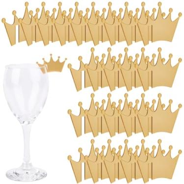 Imagem de GORGECRAFT 30 peças de etiquetas de bebida de acrílico em branco para festas, pingentes de copo de vinho, etiqueta de identificação de vidro plano, marcadores dourados para casa, bar, festival, Natal