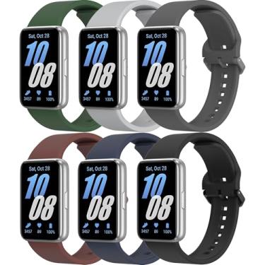 Imagem de Pacote com 6 pulseiras femininas para Samsung Galaxy Fit 3 e masculinas, pulseira esportiva de silicone macio compatível com acessórios para smartwatch Galaxy Fit 3 SM-R390