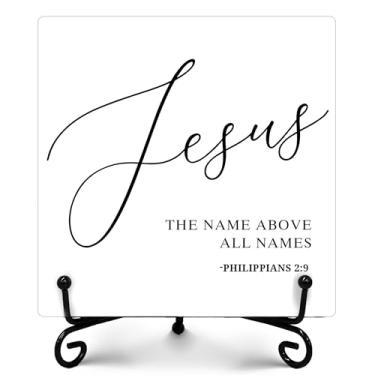 Imagem de ukebobo Placa De Jesus, O Nome Acima Todos Os Nomes, Filipenses 2:9, Decoração Cristã Rústica, Presentes Inspiradores Para Casa Fazenda Mulheres E Homens, Vintage Quarto Banheiro, 12,7 Cm X - 341