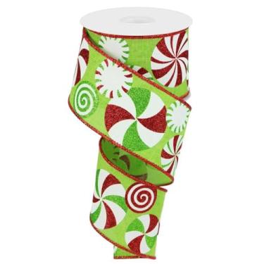 Imagem de Fita de borda com fio em tela Peppermints - 9 metros (limão, branco, vermelho, 6 cm)