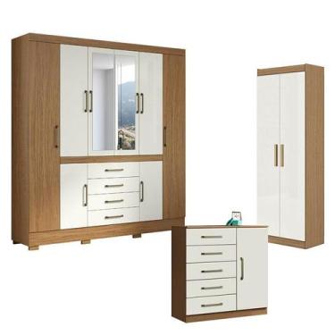Imagem de Guarda Roupa Casal Nápole 2045149 e Armário Multiuso 2000191 e Cômoda 