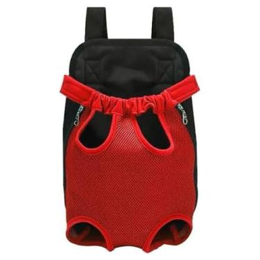 Imagem de Mochila Bolsa Canguru para Transporte de Pets Cães e Gatos Alça Ajustável Tecido Respirável Passeio Animal Cachorro Pequeno e Medio Porte Felinos Filhote Tamanhos P ao GG (Vermelho, P)