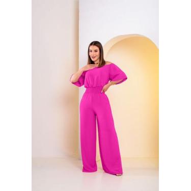 Imagem de Macacão Feminino Ombro a Ombro Forrado Pantalona Blogueira Moda Luxo B