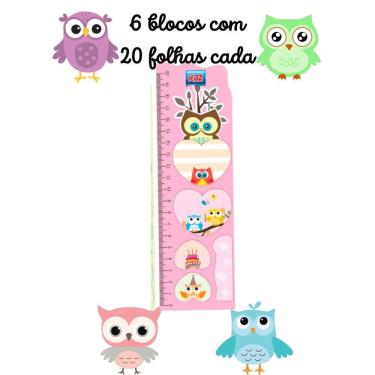 Imagem de Marcador de pagina auto colante lembrete adesivo coruja corujinha com régua papelaria