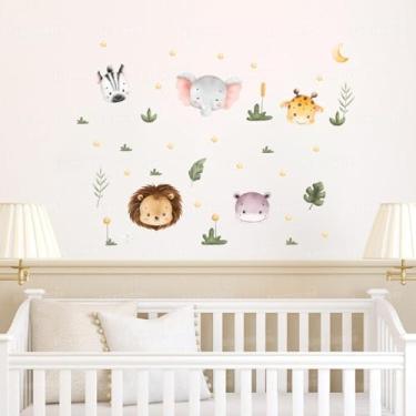 Imagem de Papel de Parede Infantil Cartela Safari Lavável Seguro Decoração Criativa Fácil Aplicação Quarto Bebê Menino Menina Área Kids Infantil