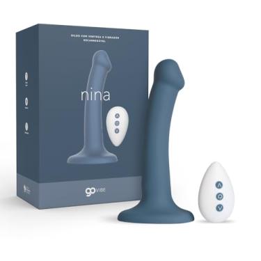 Imagem de A SÓS - Dildo com Ventosa e Vibrador Recarregável Go Vibe Nina - Azul