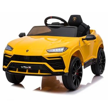 Imagem de Bang Toys - Carrinho Elétrico Infantil Lamborghini Urus 12V - Licenciado, com Portas que Abrem, Luzes de LED, Sons, Entrada USB/MP3, Bluetooth e Controle Remoto - Suporta até 30kg - Cor Amarelo