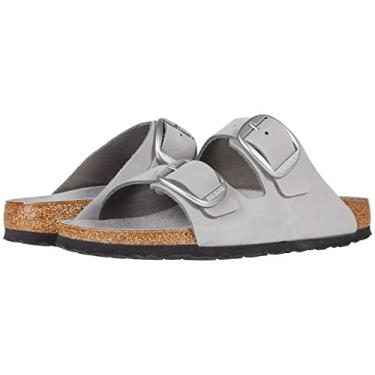 Imagem de Birkenstock Sandália feminina Arizona com fivela grande, Nobuck cinza pomba, 8-8.5 Narrow