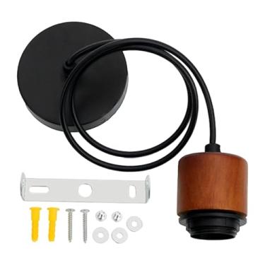 Imagem de Ioensy Luminária pendente E27, industrial, de fazenda, ideal para café, casa, cozinha e quarto, Cor Nogueira Preta