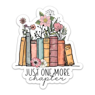 Imagem de (3 peças) Adesivo Just One More Chapter Reading Bookish Sticker Floral Bookshelf Adesivos de vinil à prova d'água para Kindle Garrafa de água Tumbler Laptop Diário Decalques Presentes para Leitores