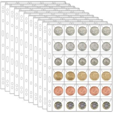 Imagem de 600 bolsos para moedas, 20 folhas, porta-moedas para colecionadores, protetores de moedas, materiais de coleção de páginas para fichário com 9 furos padrão (30 bolsos)